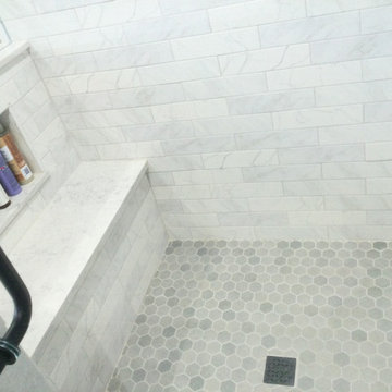 Shower floor hex tile