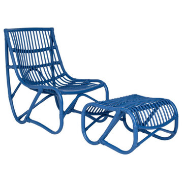 Nanda Chair and Ottoman Blue