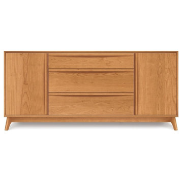 Copeland Catalina 3 Drawers In Center, 1 Door Each Side Buffet, Saddle Cherry
