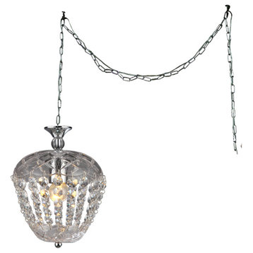 Miriam 11" 1-Light Chrome Finish Pendant Lamp With Light Kit