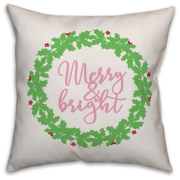 Merry & Bright 16"x16" Throw Pillow Cover
