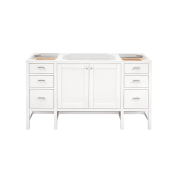 Addison 60" Single Vanity Cabinet, Glossy White, No Top