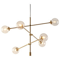 INK+IVY Cyrus 6-Globe Light Architectural Metal Chandelier, Bronze, Gold
