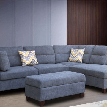 Diego 103.5" Fabric Sectional Sofa with Right Facing Chaise, Storage Ottoman, an
