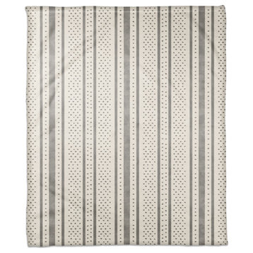 Watercolor Stripes Dots 50x60 Throw Blanket, Gray