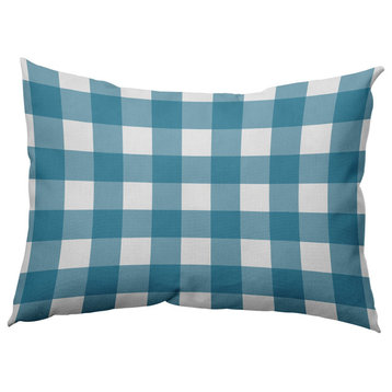 Gingham Plaid Accent Pillow, Unreal Teal, 14"x20"
