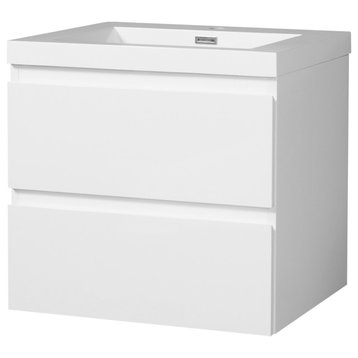 Newport Modern Design White Bathroom Furniture Set with Cabinet and Basin, 24"