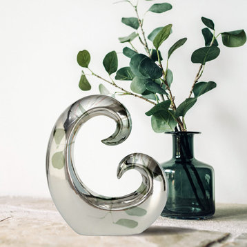 Eternity Curled Wave Sculpture in Silver Titanium