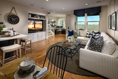 Inspiration for a transitional living room remodel in San Francisco with a media wall