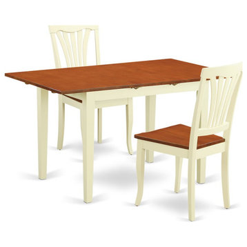 3-Piece Dining Room Set, Table and 2 Chairs, Buttermilk/Cherry