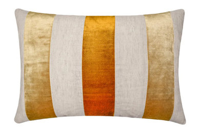 Swathe Gold - Gold Linen & Velvet Lumbar Pillow Cover