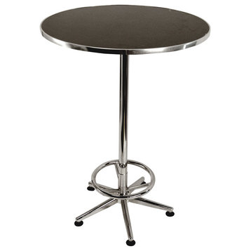 Pub Table Chrome Stand With Pain Black Top