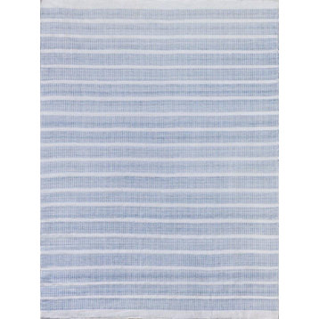 Boca Indoor/Outdoor Handmade Flatwoven PET yarn Light Blue Area Rug, 12'x15'