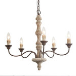 LNC - LNC 5-Light French Country White Wood Distressed Candle-style Chandeliers - At LNC, we always believe that Classic is the Timeless Fashion, Liveable is the essential lifestyle, and Natural is the eternal beauty. Every product is an artwork of LNC, we strive to combine timeless design aesthetics with quality, and each piece can be a lasting appeal.