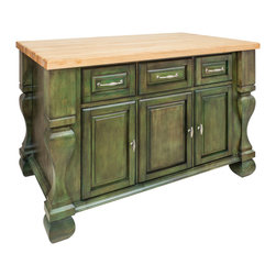 Aqua Green Pre-Made Kitchen Island - Kitchen Islands And Kitchen Carts