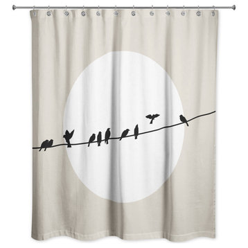 Beige Birds on a Line 71x74 Shower Curtain