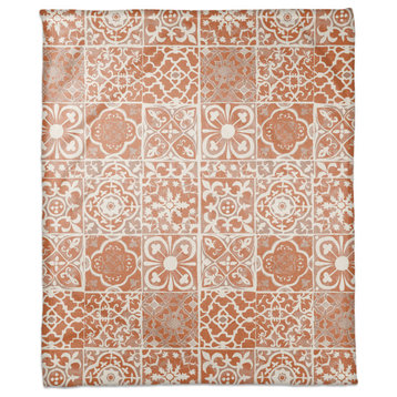 Peach Tile Pattern Blanket 50x60 Coral Fleece Blanket