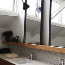 ledge with mirrors sitting on top