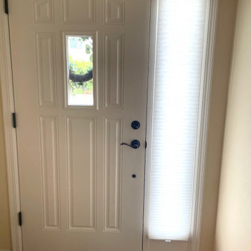 Norman Window Fashions 9/16” Honeycomb Cellular Shade on a Front Door Sidelight
