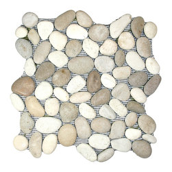 Tan & White Pebble Tile - Tile