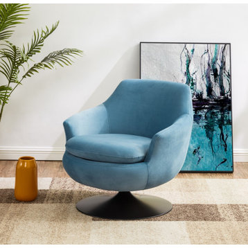 Safavieh Couture Citrine Velvet Swivel Accent Chair, Light Blue/Black