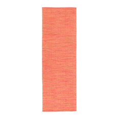India Handwoven Contemporary Rug, Orange, Runner 2'6x7'6