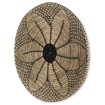 Mekhi Light Brown Seagrass With Black String Round Wall Hanging Plate
