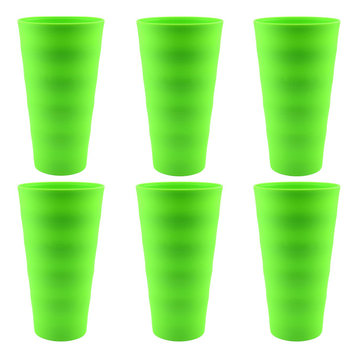 Break-Resistant Plastic Cups 18Oz, Reusable Design, Set of 6, Green