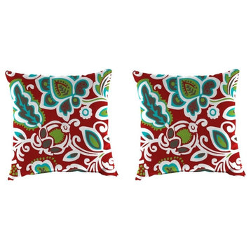 Set of two Outdoor Square Toss Pillows, Multi color