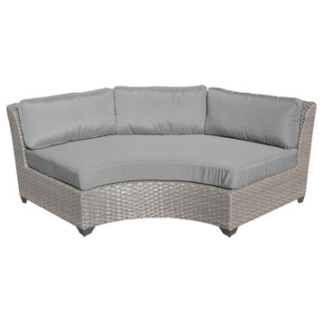TK Classics Florence Curved Armless Wicker Patio Sofa in Grey (Set of 2)