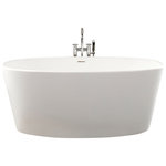 WETSTYLE - Ove 59.25" x 30” Freestanding Soaking Solid Surface Bathtub, Matte Apollo White - This sensual free-standing bathtub with a smaller footprint features elegant curves, deep and spacious bathing well, and a center offset drain. Stylish and graceful, sturdy yet expertly crafted, the soaker is luxurious and functional for the more space-conscious bathroom and wet room.