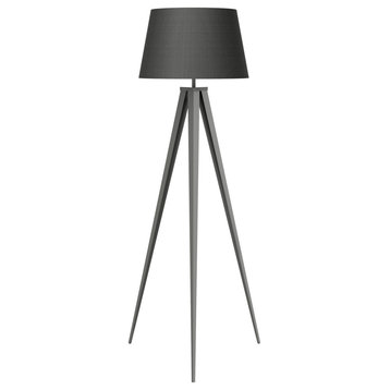 Amlight 61 inch  Berlin Tripod Floor Lamp, Metal Gray Tripod and Fabric Shade