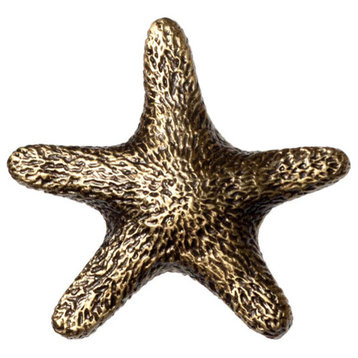 Star Fish Knob, Antique Brass