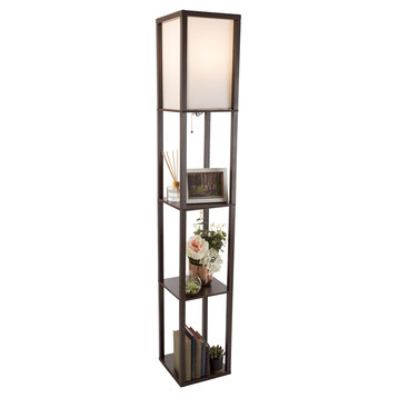 Etagere Style Brown Floor Lamp -3 Tiers Storage Shelving by Lavish Home