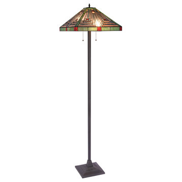 CHLOE Lighting Innes Tiffany Blackish Bronze 2-Light Victorian Floor Lamp