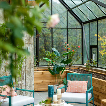 Greenhouse Sitting Area #LifesGoodintheWoods