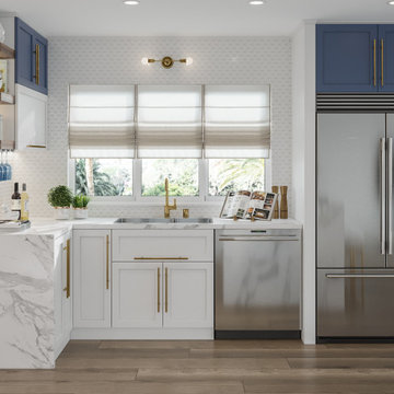 Blue and White Modern Kitchen