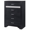 Contemporary Tall Dresser, Glittering Accents & Acrylic Crystal Handles, Black