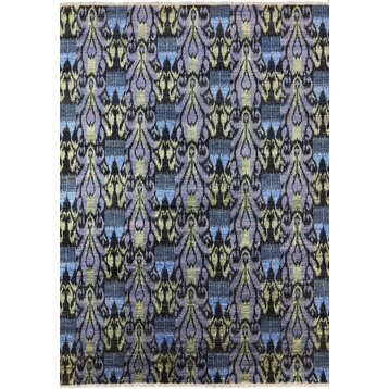 Ikat 9x12 Oriental Modern Hand Knotted Area Rug , P3814
