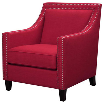 Bowery Hill Contemporary Fabric Upholstered Accent Arm Chair in Berry Red