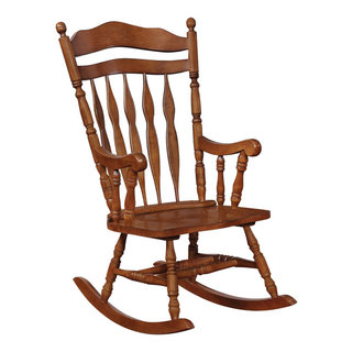 Wooden Rocking Chair, Medium Brown Finish - Traditional - Rocking Chairs -  by Simple Relax | Houzz