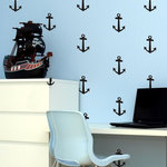 Alphabet Garden - Anchor Pattern Wall Decal, 4", Cotton Candy - Anchors are great for anyone who loves the sea. No need for wall paper with these great decals. Easy to apply and peel off. Shown in black.Features of custom vinyl decals by Alphabet Garden include: