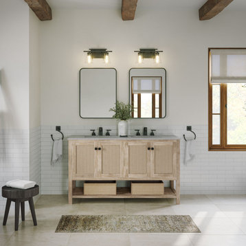 Kerry Bathroom Vanity, Double Sink, 60", Natural, Freestanding