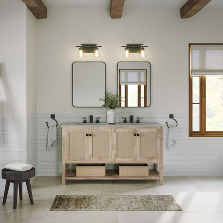 Legion Bathroom Vanity, Double Sink, 60", Natural, Freestanding