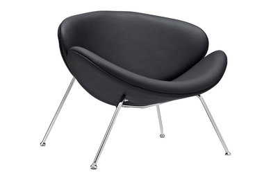 Nutshell Mid-Century Style Lounge Chair in Black