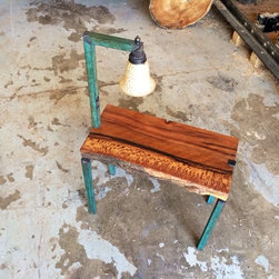 Black Oak and Reclaimed Steel Lamp Table - Side Tables And End Tables