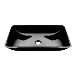 Lyon Black Colored Glass Vessel Bathroom Sink - Bathroom Sinks