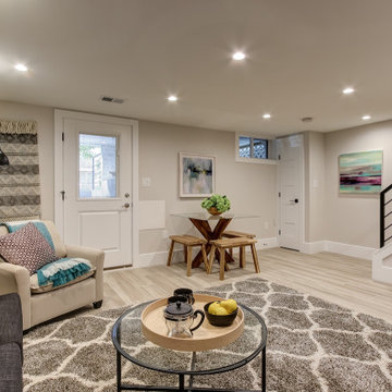 Basement remodeled with bedroom space and extra closet space in Vienna