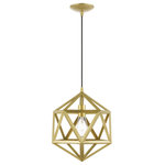 Livex Lighting - Ashland 1 Light Soft Gold Pendant - You don't have to be a whiz in math class to see that our Geometric mini pendant has all the angles. The caged design is up-to-the-minute modern, while the soft gold finish gives it that contemporary feel.