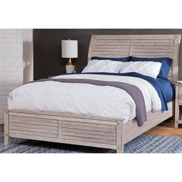 American Woodcrafters Aurora White-washed Wood King Sleigh Bed